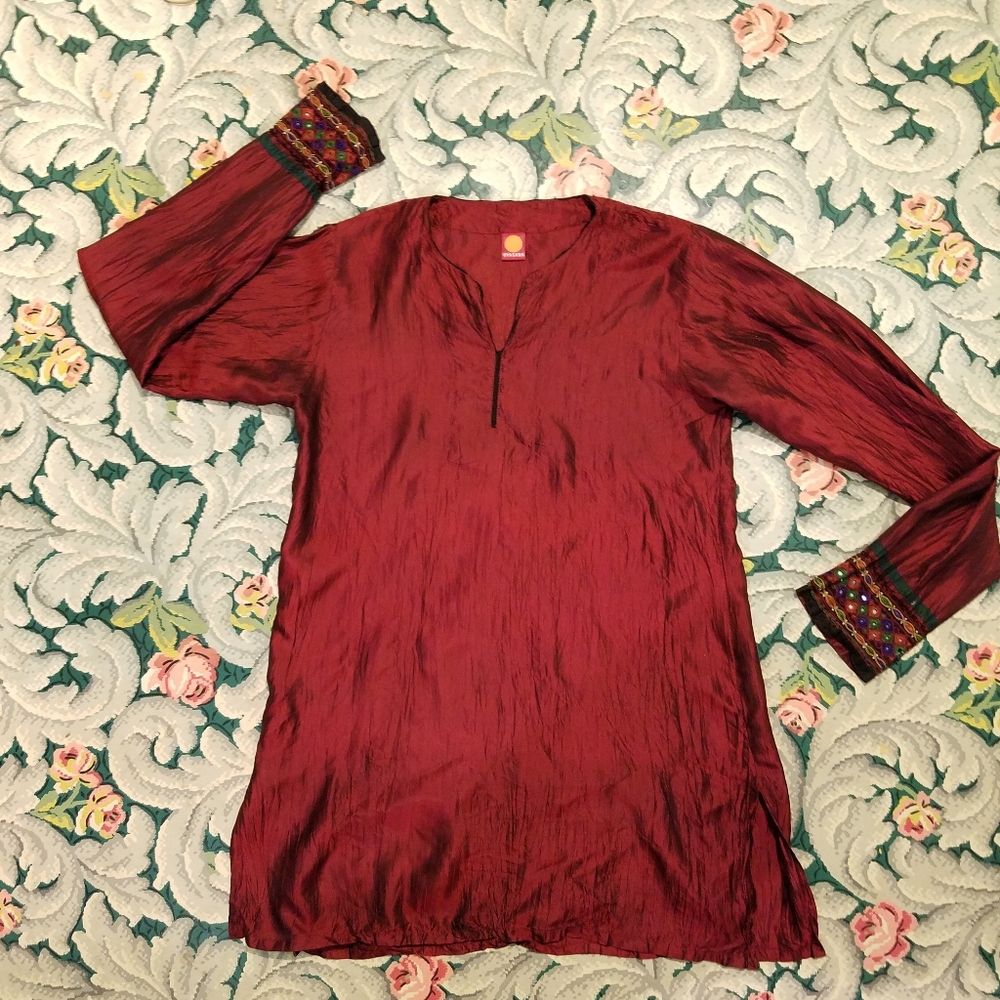 Upasana Silk Sari Tunic Top Size S made in India